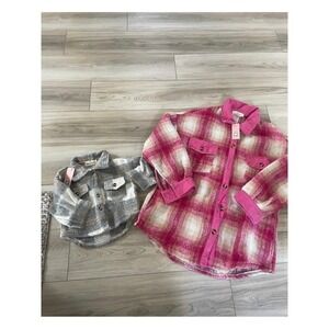 Marie Nicole Mommy and Me Matching Plaid Shackets Pink Women M- 6-12 months